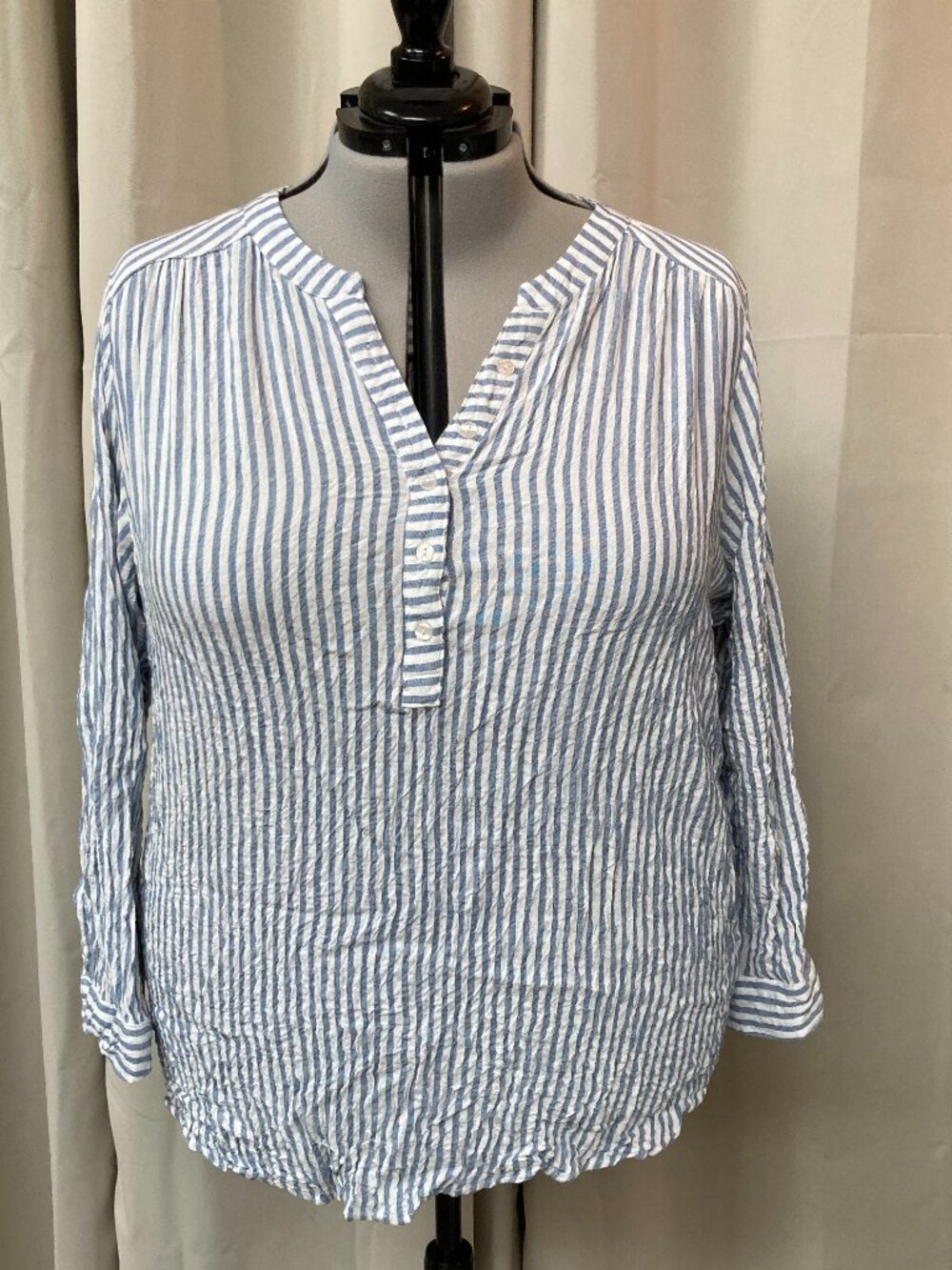 Jane + Delancey 2X Striped Roll Tab Tunic Top